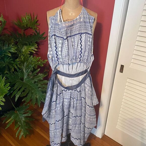 FREE PEOPLE | new romantics embroidered blue and white pattern bohemian dress M - Picture 7 of 11